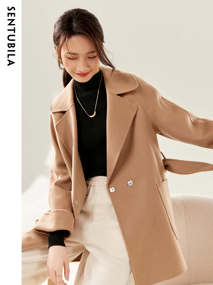 Wool Coat Peacoat - SENTUBILA Manteaux d'hiver en laine pour