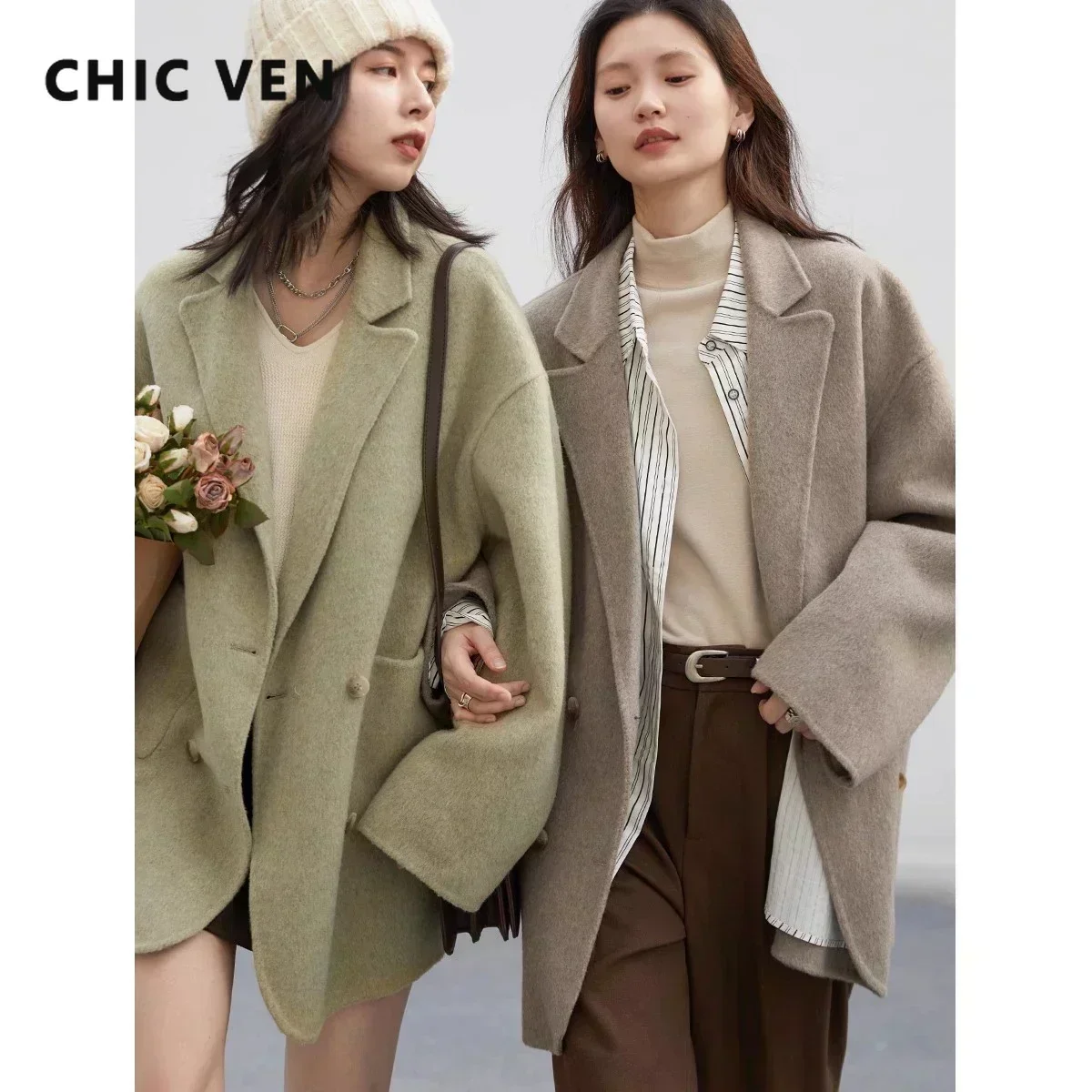 Wool Coat Peacoat - CHIC VEN – manteaux en laine